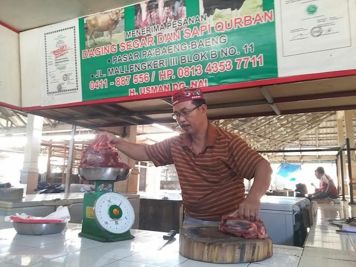 Tak Mogok, Pedagang di Makassar Jual Daging Sapi Rp 120 Ribu/Kg