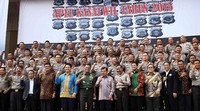 JK berfoto bersama sejumlah Kapolda dan Kapolres usai memberikan pengarahan. Pool/Dok. JK.