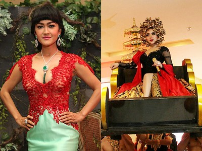 Jupe Superseksi Berkebaya, Syahrini Cetar Bak Ratu Kerajaan