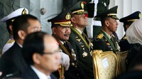 Kapolri Jenderal Badrodin Haiti dan Panglima TNI Jenderal Gatot Nurmantyo juga hadir.