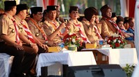 Sejumlah Menteri Kabinet Kerja, Ketua Kwartir Nasional (Kwarnas) Kwarnas Pramuka Adhyaksa Dault dan sejumlah tokoh lainnya tampak hadir dalam upacara tersebut. Ist.