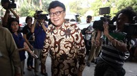 Mendagri Tjahjo Kumolo tiba di lokasi acara.