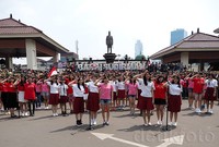 Keseruan JKT48 rayakan HUT RI ke-70. Rina Atriana/detikcom.