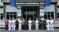 Peresmian ditandai dengan pembukaan tirai papan nama Lantamal XIV Sorong. Ist/Letkol Yayan Sugiana/Dispenal.