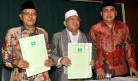 Pengurus Besar Nahdlatul Ulama (PBNU) mengumumkan susunan  struktur kepengurusan organisasi massa Islam terbesar di Indonesia itu untuk masa khidmat 2015-2020. Pool/Lamhot Aritonang/detikFoto.