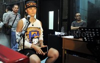Agnez menggunakan topi hitam tampak fokus latihan. Pool/Noel/detikFoto.