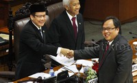 Rapat paripurna yang dipimpin oleh ‎Taufik Kurniawan dihadiri oleh ‎Menteri Keuangan (Menkeu) Bambang Brodjonegoro. Lamhot Aritonang/detikFoto.