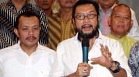 Ketua Umum Dewan Pimpinan Pusat Konfederasi Serikat Pekerja Seluruh Indonesia (KSPSI)i, Yorrys Raweyai mengunpulkan seluruh pengurus KSPSI di Jakarta. Lamhot Aritonang/detikcom.     
