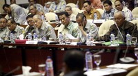 Menteri Pertanian Amran Sulaiman dan jajarannya menghadiri rapat kerja dengan Komisi IV DPR.