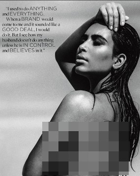 Hamil, Kim Kardashian Topless (Lagi) untuk Pemotretan Majalah