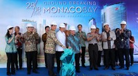 Presiden Lippo Group Theo L Sambuaga, Walikota Manado Vicky Lumentut, dan Gubernur Sulut Sinyo H Sarundayang menekan tombol sirine. Ist/Lippo.