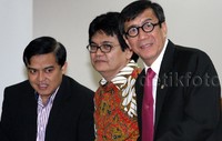 Yasonna Laoly hadir bersama jajaranya. Lamhot Aritonang/detikFoto.