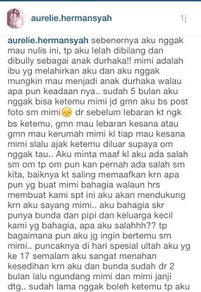 Lima Bulan Tak Bertemu KD, Aurel Ungkap Kekecewaan di Instagram