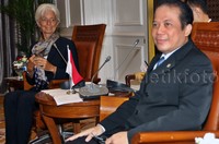 Usai pertemuan, Lagarde mengatakan, Indonesia sejauh ini telah mengatur kebijakan ekonominya dengan baik, sehingga kuat menahan guncangan ekonomi dunia. Lamhot Aritonang/detikFoto.
