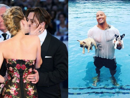 Ciuman Mesra Johnny Depp dan Istri, Aksi Penyelamatan Dwayne Johnson