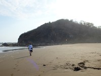 Pantai Watu Ulo punya pasir vulkanis berwarna hitam. Pesisir pantainya cukup landai dan panjang, dengan ombak yang disebut-sebut cocok sebagai lokasi surfing (Sastri/detikTravel)