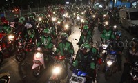 Aksi ini dilakukan setelah  pada sore tadi, Gunawan, seorang driver Go-Jek tewas tertabrak Kopaja di Jl Warung Buncit.