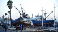 Sejumlah kapal terseret gelombang tsunami hingga ke daratan. Ivan Alvarado/Reuters/detikFoto.