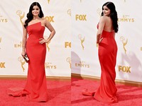Bintang film 'Batman: The Dark Knight Returns' itu kenakan gaun merah dari Romona Keveza. Alberto E. Rodriguez/Getty Images for TNT LA/detikFoto.