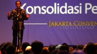 Dalam kesempatan itu Jokowi mengatakan seorang pemimpin harus memiliki ideologi.