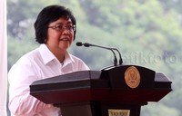 Menteri Lingkungan Hidup dan Kehutanan Siti Nurbaya menyampaikan pidatonya. Lamhot Aritonang/detikFoto.