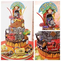 Kue ulang tahun Quenzi yang bertemakan Thomas and Friends. (Instagram/carissa_puteri)