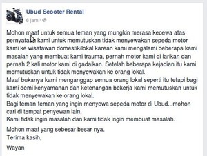 WNI Ditolak Sewa Motor, Ini Penjelasan Bos Rental
