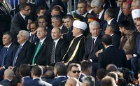 Beberapa kepala negara hadir dalam peresmian masjid. Mereka adalah Presiden Turki Recep Tayyip Erdogan dan Presiden Palestina Mahmoud Abbas. Maxim Shemetov/Reuters/detikFoto.
