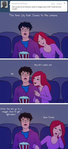 Kocak! Seniman Bikin Ilustrasi Gaya Pacaran Lily dan James Potter