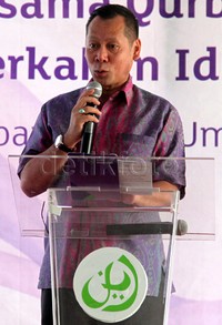 Direktur Utama Bank Muamalat Endy Abdurrahman memberikan sambutan.