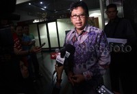 Hasto saat tiba di Pengadilan Tipikor.