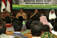 Ketua Umum PKB Muhaimin Iskandar, Utusan Khusus Presiden Urusan Timur Tengah Alwi Shihab, Duta Besar Arab Saudi Musthafa Ibrahim al-Mubarak, Malik Haramain, Anggito Abimanyu, Hasan Fauzi menjadi pembicara dalam diskusi di Kantor DPP PKB, Kamis (1/10/2015).