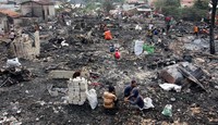 Kondisi bangunan yang terbakar. Lamhot Aritonang/detikFoto.