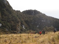 Padang savananya sudah mencapai ketingian 4.000 mdpl. Gunung-gunung yang berwarna abu-abu dan diselimuti semak belukar menjadi latar belakang pemandangannya (Afif/detikTravel)