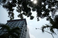Petugas berusaha memadamkan api.