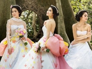 Sandra Dewi Bergaun Pengantin untuk Pemotretan Kalender