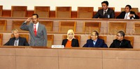 Lima nama yang lolos adalah Maradaman Harahap, Sukma Violetta, Sumartoyo, Joko Sasmito dan Farid Wajdi. Sedangkan dua nama calon yang tak lolos adalah Wiwiek Awiati dan mantan Wakil Ketua Mahkamah Konstitusi (MK) Harjono. Pool/Lamhot Aritonang/detikFoto.