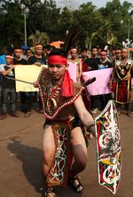 Tari Dayak Ramaikan Aksi Setahun Jokowi-JK