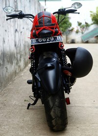 Motor hasil modifikasi Anjik terlihat dari belakang. Pool/dok. Pribadi.
