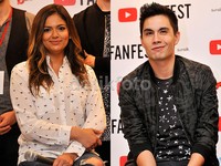 Bethany Mota dan Sam Tsui saat ditemui di Gandaria City, Jakarta Selatan. Pool/Noel/detikFoto.