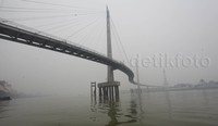 Asap tebal menyelimuti Sungai Batanghari.