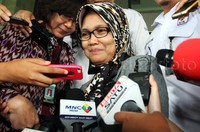 Tadi ditanya soal kegiatan beliau (Rio Capella) di DPR, kata Winantuningtyastiti di KPK, Jl HR Rasuna Said, Jakarta Selatan, Selasa (27/10/2015). Lamhot Aritonang/detikFoto.