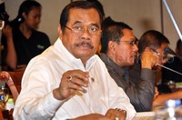 Prasetyo menjelaskan dugaan korupsi pengadaan mobile crane di PT Pelindo II. Pool/Lamhot Aritonang/detikFoto.