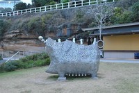 Jika diperhatikan, instalasi seni ini seperti babi yang sedang menganga. Lucu sekali! (Meliyanti/detikTravel)