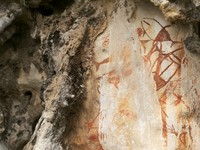 Sebagian besar gambar masih dalam keadaan baik. Tapi beberapa bagian ada yang dindinya terkelupas atau tertutup kapur tipis (Kurnia/detikTravel)