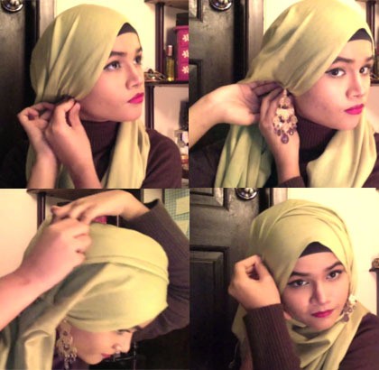 Tutorial Hijab Pashmina dengan Anting Jumbo