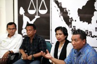 Sekjen Konfederasi Serikat Pekerja Indoesia (KSPI) M Rusdi memberikan pemaparan.
