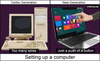 Perangkat komputer dulu cukup rumit dan banyak kabel. Kini, semua dibuat sederhana dan efisien. (credit foto : storypick.com)