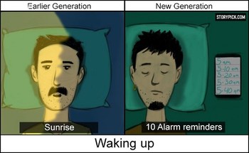     Sesekali kita dibagunkan oleh cahaya matahari. Kini, alarm dari ponsel yang membangunkan kita. (credit foto : storypick.com)