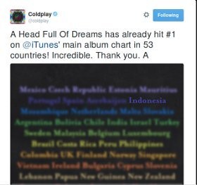 Ada Indonesia di Ucapan Terima Kasih Coldplay Soal Album Baru
